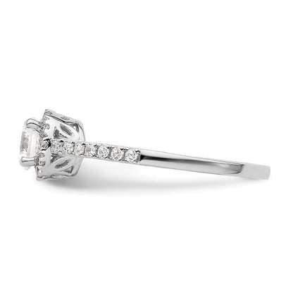 14K Weißgold Eternal-Promise-Ring mit Labor-Diamant-Halo, VS/SI+ G+, komplett besetzt