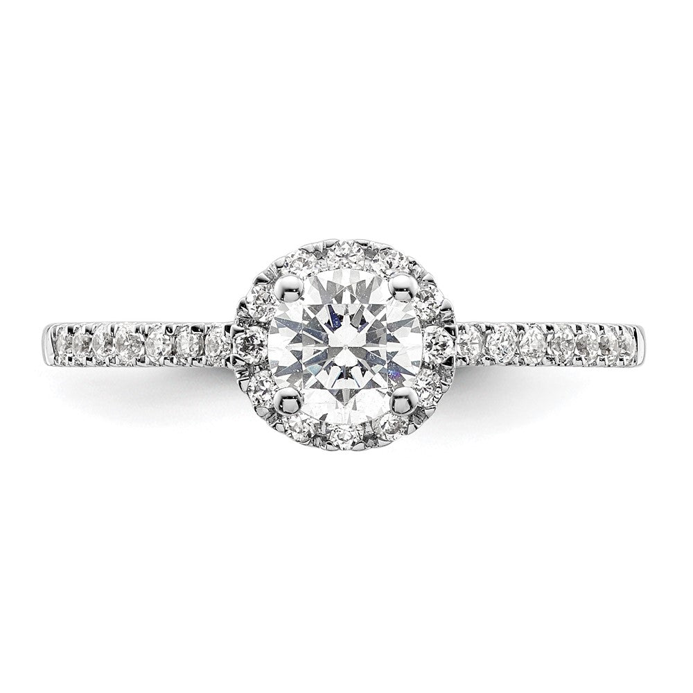 14K Weißgold Eternal-Promise-Ring mit Labor-Diamant-Halo, VS/SI+ G+, komplett besetzt