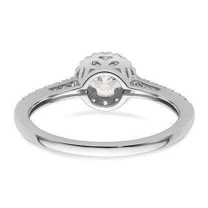 14K Weißgold Eternal-Promise-Ring mit Labor-Diamant-Halo, VS/SI+ G+, komplett besetzt