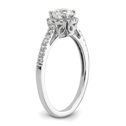 14K Weißgold Eternal-Promise-Ring mit Labor-Diamant-Halo, VS/SI+ G+, komplett besetzt