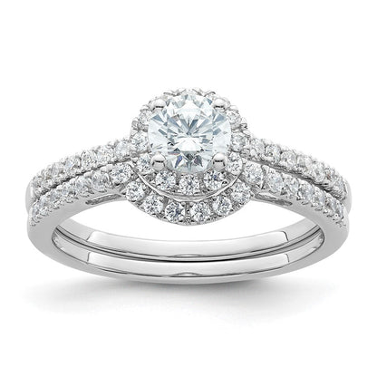 14K Weißgold Eternal-Promise-Ring mit Labor-Diamant-Halo, VS/SI+ G+, komplett besetzt