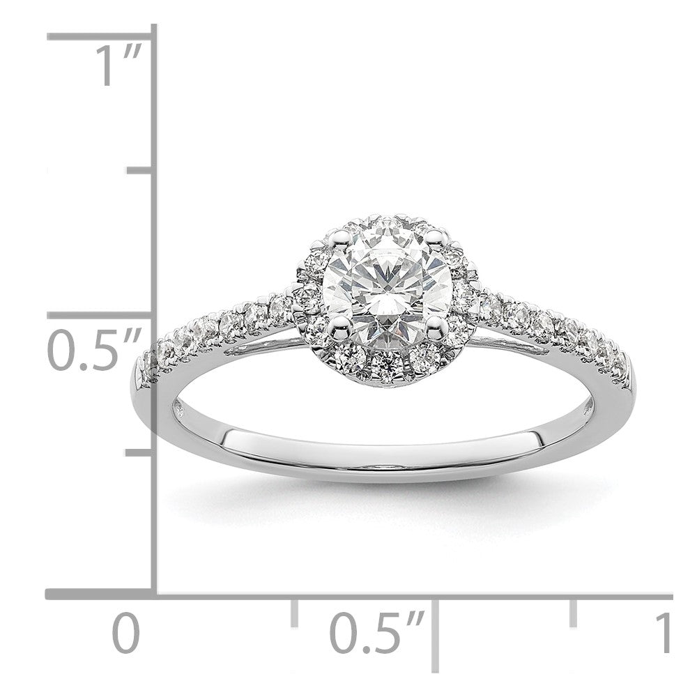 14K Weißgold Eternal-Promise-Ring mit Labor-Diamant-Halo, VS/SI+ G+, komplett besetzt
