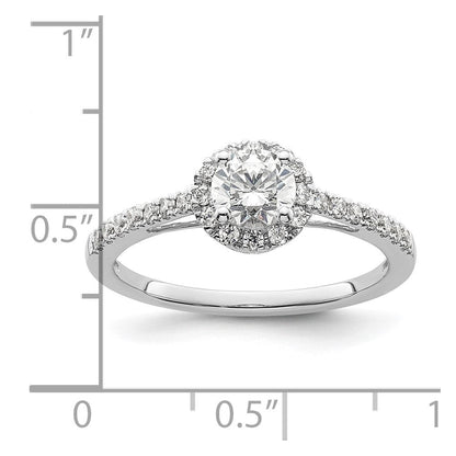 14K Weißgold Eternal-Promise-Ring mit Labor-Diamant-Halo, VS/SI+ G+, komplett besetzt