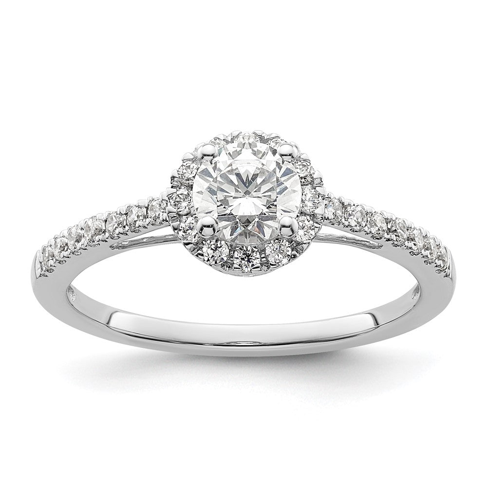 14K Weißgold Eternal-Promise-Ring mit Labor-Diamant-Halo, VS/SI+ G+, komplett besetzt