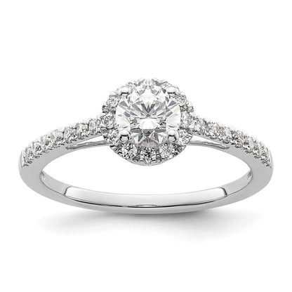 14K Weißgold Eternal-Promise-Ring mit Labor-Diamant-Halo, VS/SI+ G+, komplett besetzt