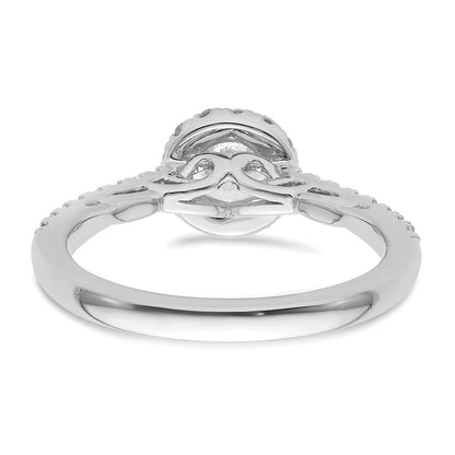 14K Weißgold Verlobungsring mit rundem simuliertem Diamant und Halo