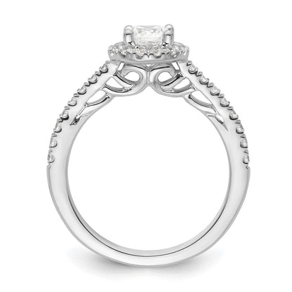 14K Weißgold Rund Diamant Halbfassung Heiligenschein Eng Ring *vs Qualität