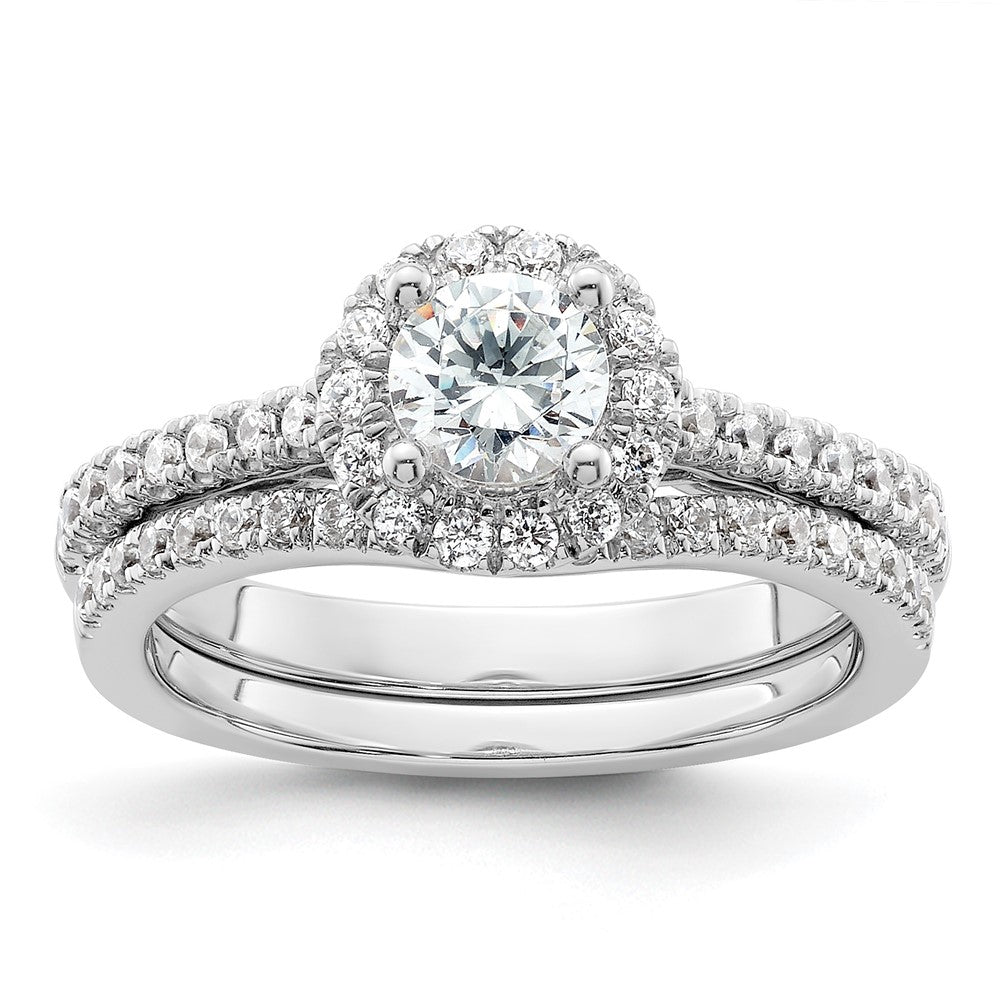 14K Weißgold Rund Diamant Halbfassung Heiligenschein Eng Ring *vs Qualität
