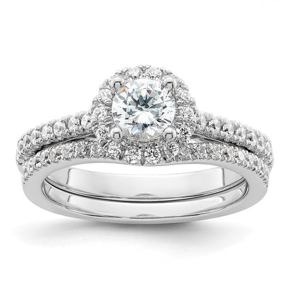 14K Weißgold Rund Diamant Halbfassung Heiligenschein Eng Ring *vs Qualität