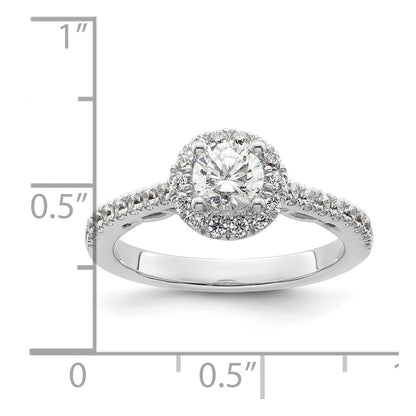 14K Weißgold Rund Diamant Halbfassung Heiligenschein Eng Ring *vs Qualität