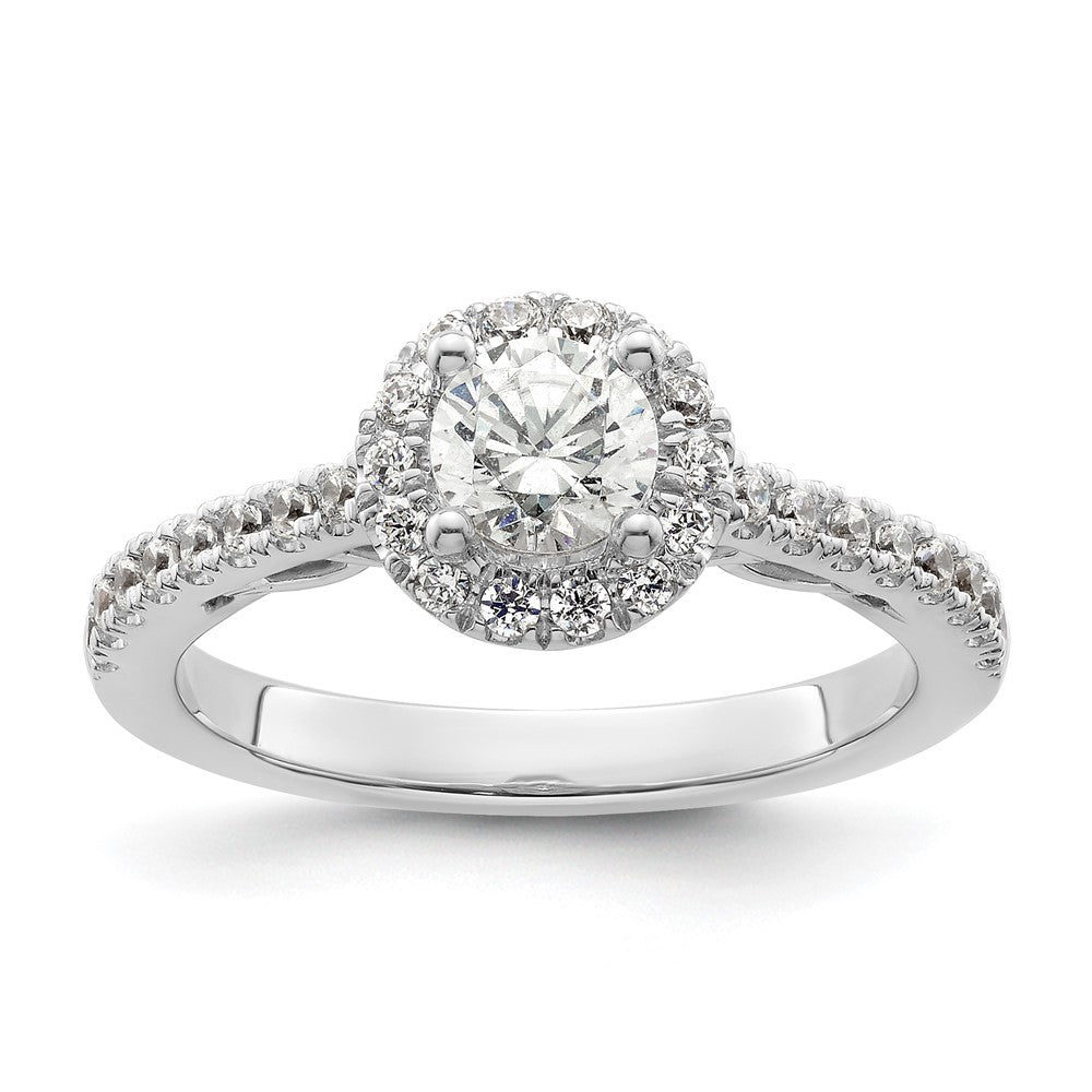 14K Weißgold Rund Diamant Halbfassung Heiligenschein Eng Ring *vs Qualität