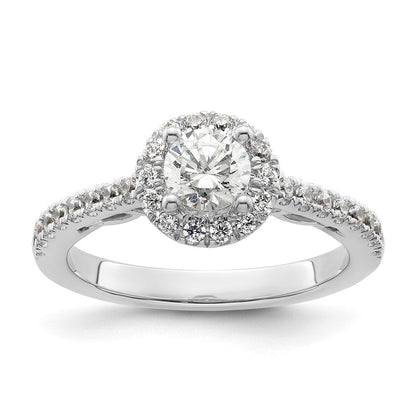 14K Weißgold Rund Diamant Halbfassung Heiligenschein Eng Ring *vs Qualität