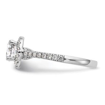 14K Weißgold Verlobungsring mit rundem simuliertem Diamanten und Halo
