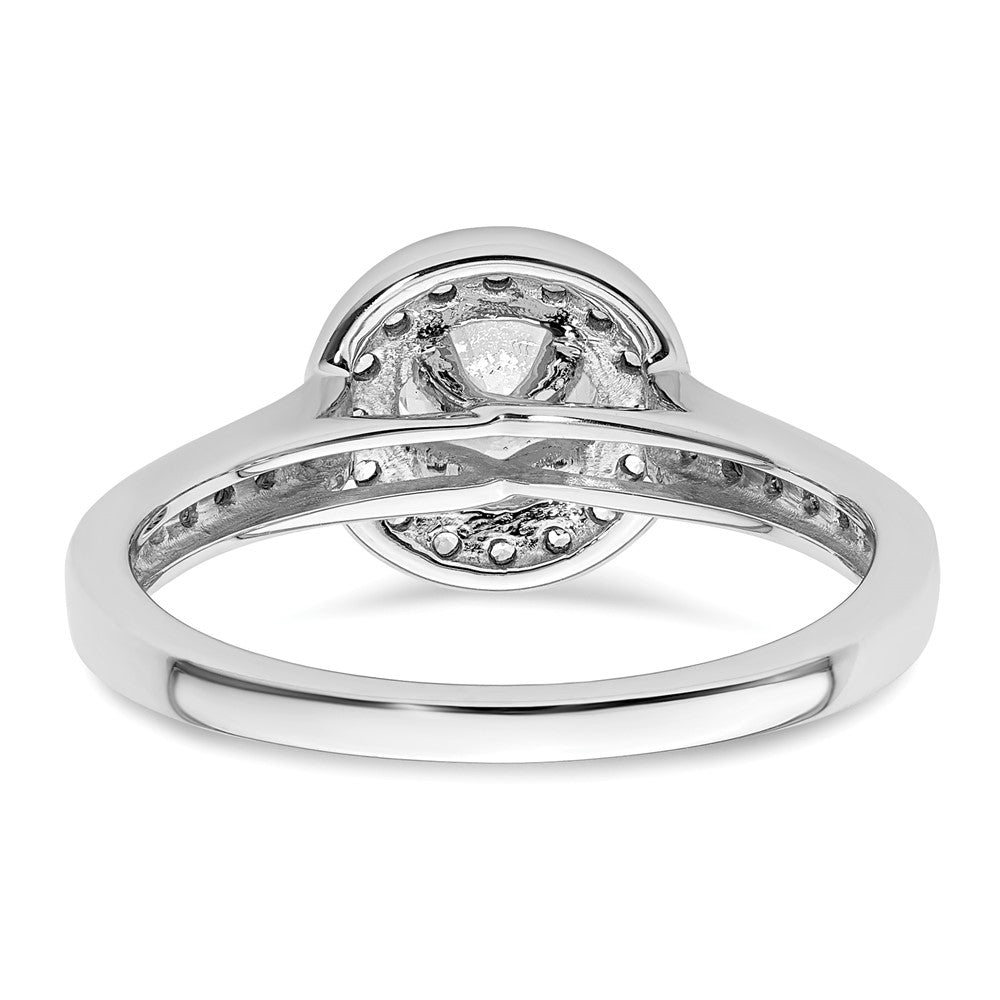 14K Weißgold Verlobungsring mit rundem simuliertem Diamanten und Halo-Fassung