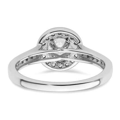 14K Weißgold Verlobungsring mit rundem simuliertem Diamanten und Halo-Fassung
