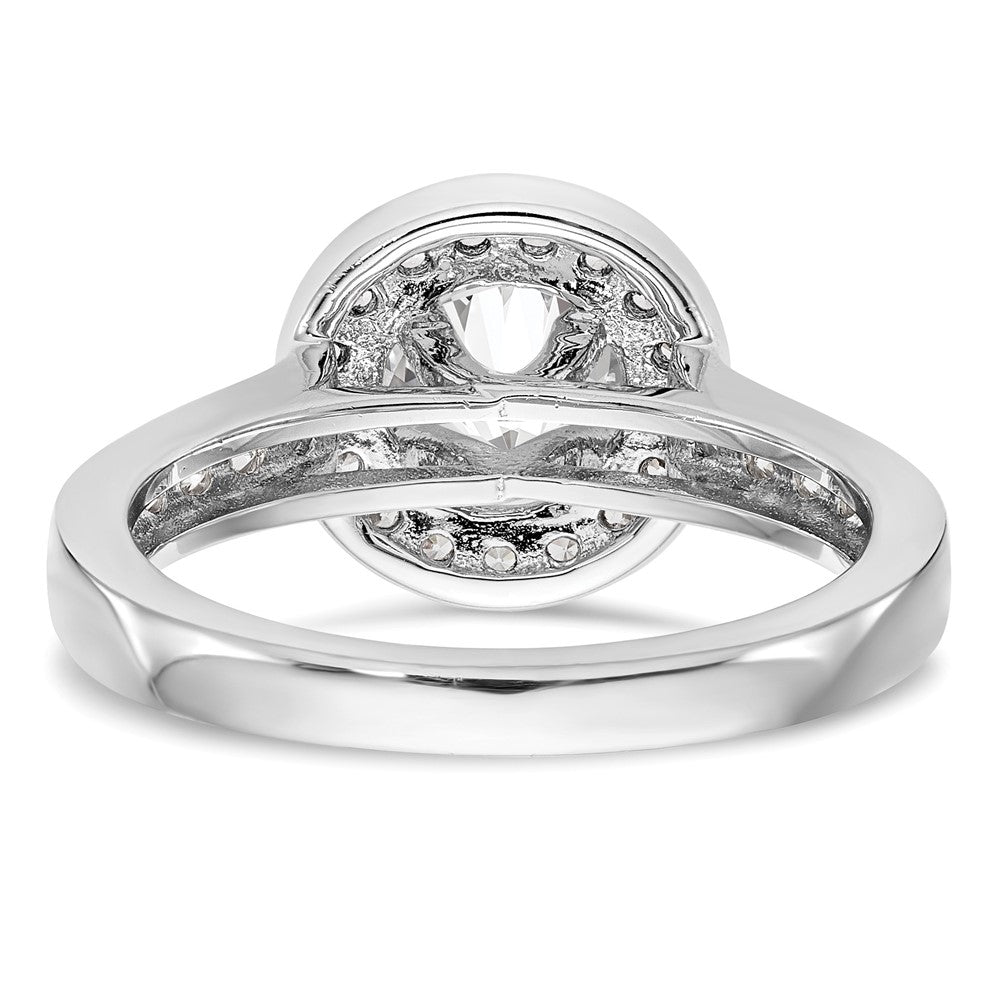 14K Weißgold Verlobungsring mit rundem simuliertem Diamanten und Halo