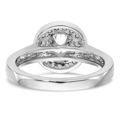 14K Weißgold Verlobungsring mit rundem simuliertem Diamanten und Halo