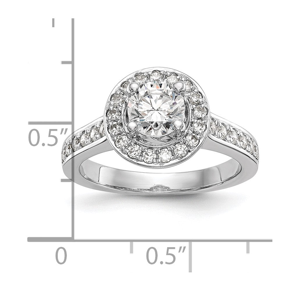 14K Weißgold Verlobungsring mit rundem simuliertem Diamanten und Halo