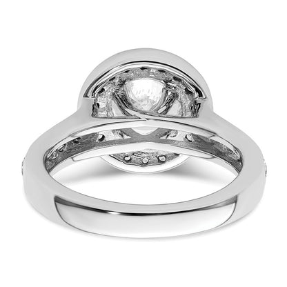 14K Weißgold Verlobungsring mit rundem simuliertem Diamanten und Halo
