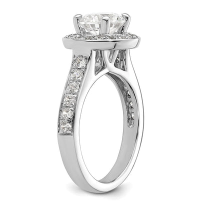 14K Weißgold Verlobungsring mit rundem simuliertem Diamanten und Halo