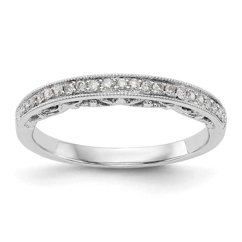 14K Weißgold Ehering mit echten Diamanten