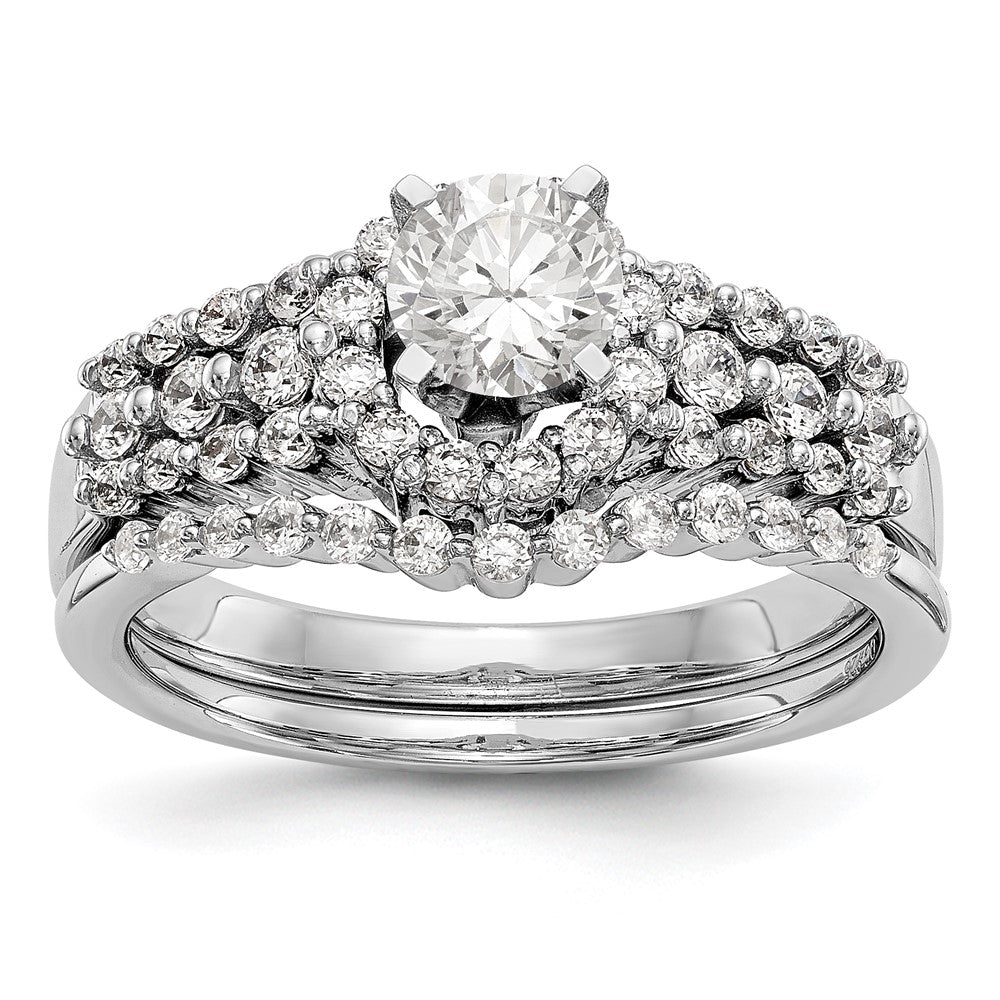 1 1/6 Ct. Natürlich Diamant Bridal Verlobungsring Set in 14K Weißgold