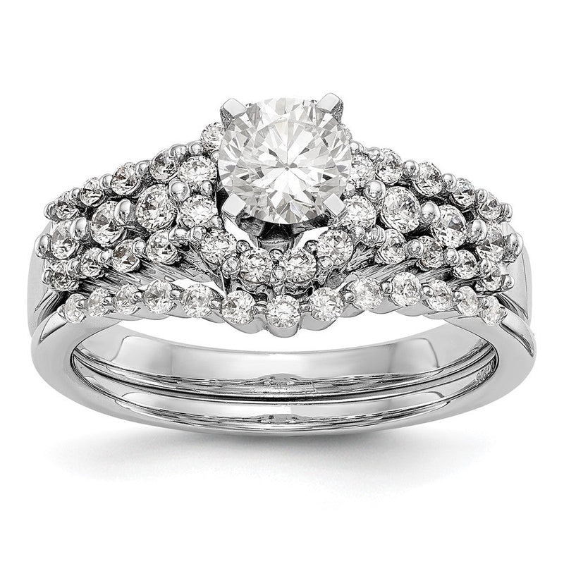 1 1/6 Ct. Natürlich Diamant Bridal Verlobungsring Set in 14K Weißgold