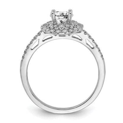 14K Weißgold Verlobungsring mit 0,875 ct. laborgezüchteten Diamanten VS/SI+ G+ mit doppeltem Halo