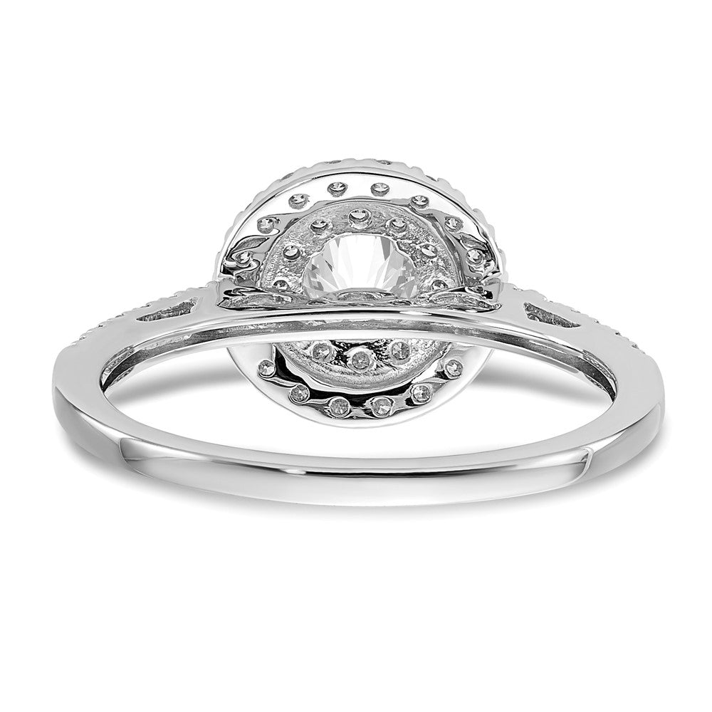 14K Weißgold Verlobungsring mit 0,875 ct. laborgezüchteten Diamanten VS/SI+ G+ mit doppeltem Halo