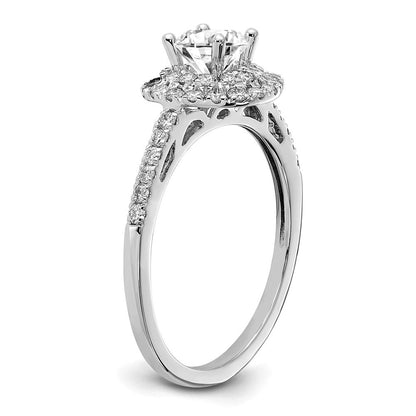 14K Weißgold Verlobungsring mit 0,875 ct. laborgezüchteten Diamanten VS/SI+ G+ mit doppeltem Halo