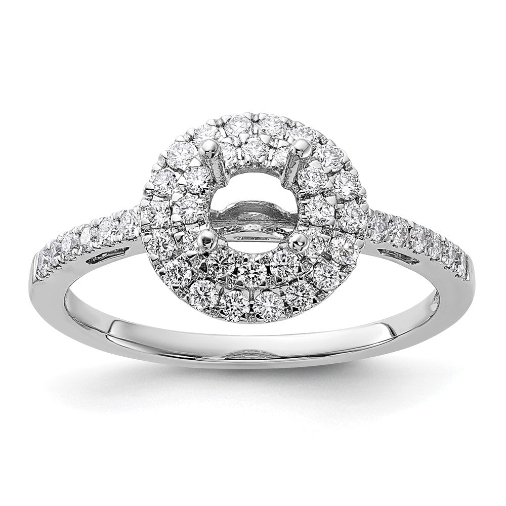 14K Weißgold Verlobungsring mit 0,875 ct. laborgezüchteten Diamanten VS/SI+ G+ mit doppeltem Halo