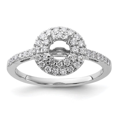 14K Weißgold Verlobungsring mit 0,875 ct. laborgezüchteten Diamanten VS/SI+ G+ mit doppeltem Halo