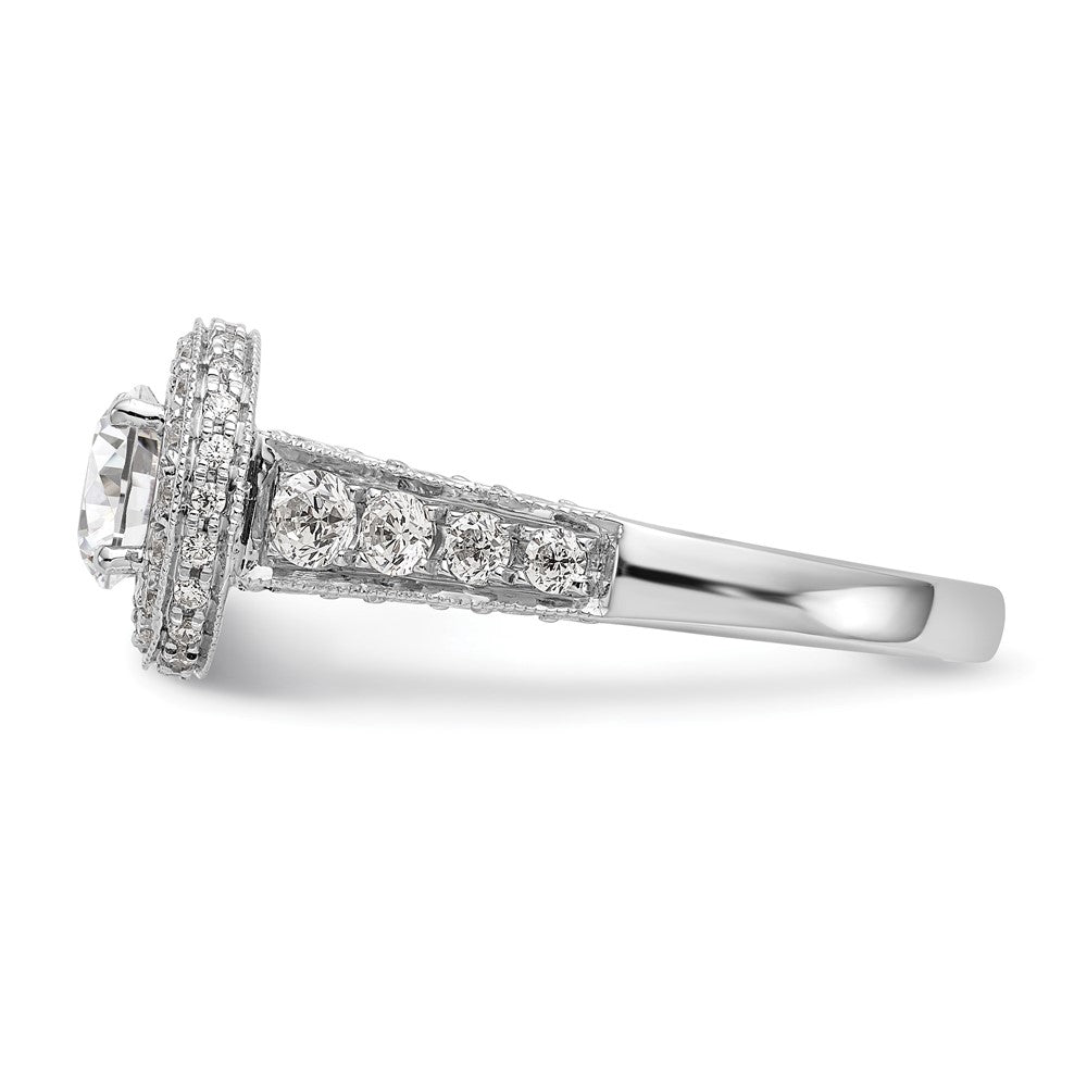 14K Weißgold Verlobungsring mit Halo aus rundem simulierten Diamant