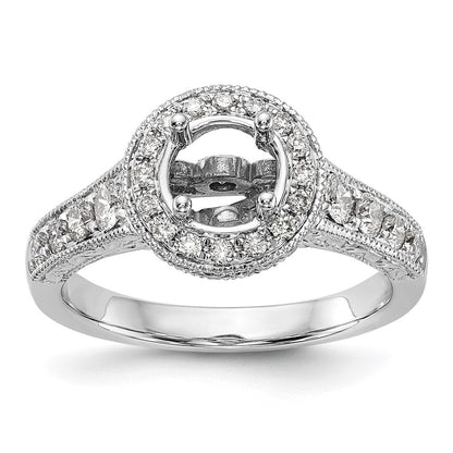 14K Weißgold Verlobungsring mit Halo aus rundem simulierten Diamant