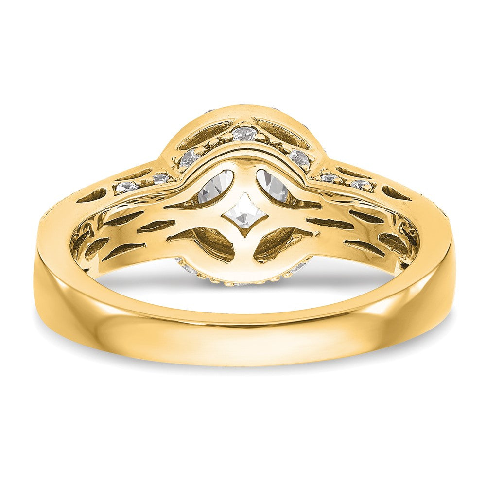 14K Verlobungsring mit rundem simuliertem Diamanten und Halo