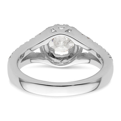 14K Weißgold Verlobungsring mit rundem simuliertem Diamanten und Halo