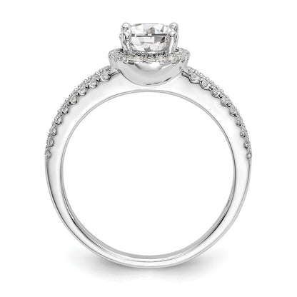 14K Weißgold Halo-Verlobungsring mit rundem simuliertem Diamanten