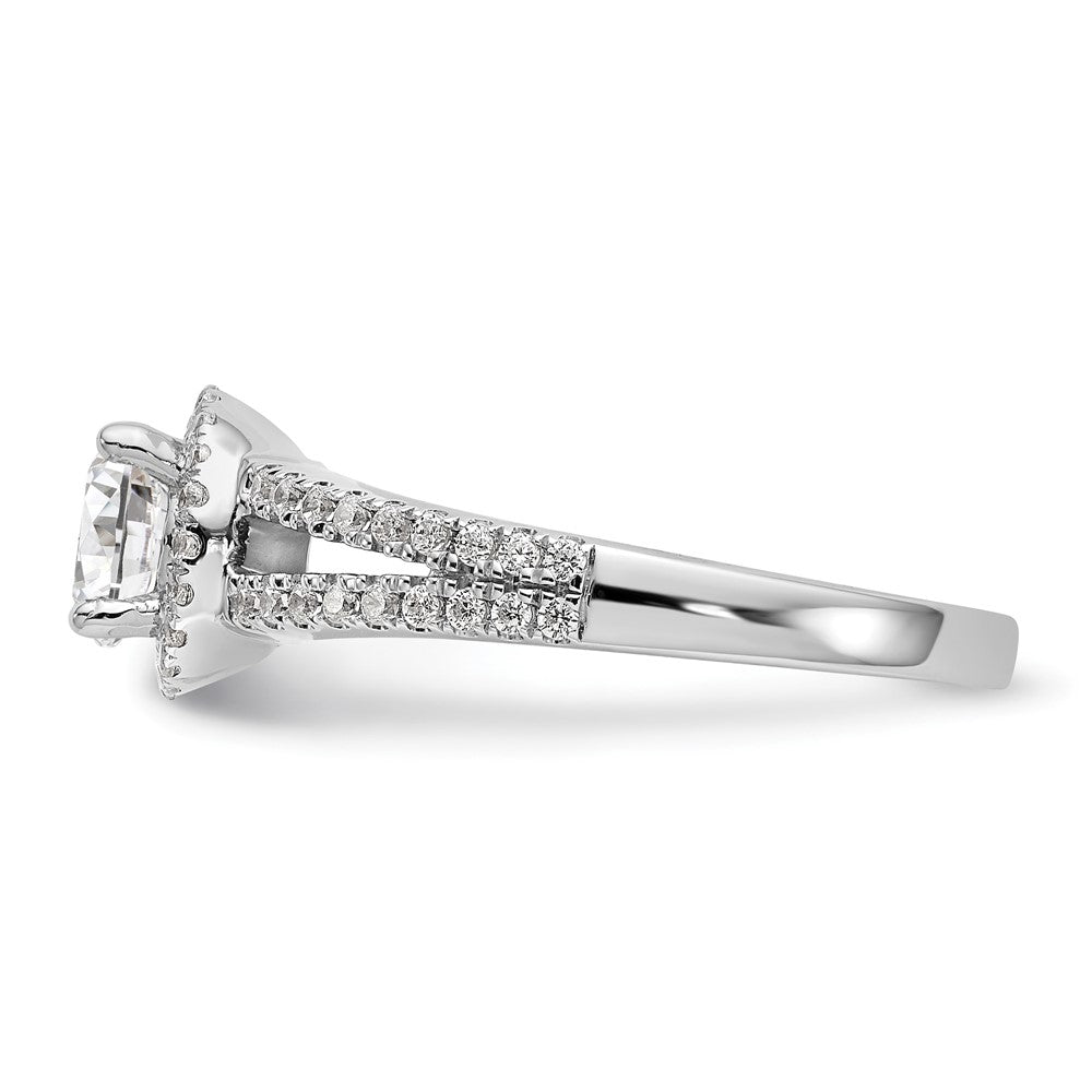 14K Weißgold Halo-Verlobungsring mit rundem simuliertem Diamanten