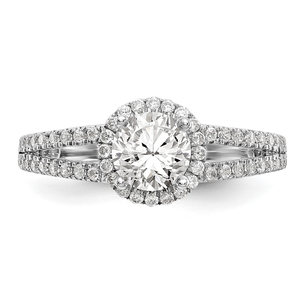 14K Weißgold Halo-Verlobungsring mit rundem simuliertem Diamanten