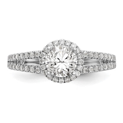 14K Weißgold Halo-Verlobungsring mit rundem simuliertem Diamanten