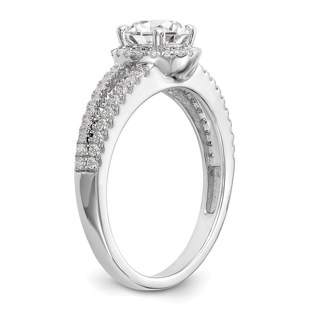 14K Weißgold Verlobungsring mit 0,33 ct. laborgezüchteten Diamanten VS/SI+ G+ und 0,75 ct. rundem Center-Semi-Mount