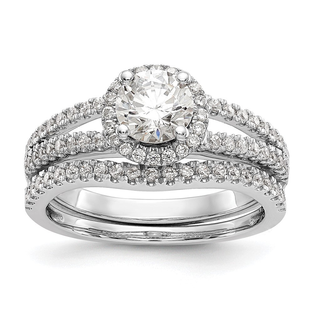 14K Weißgold Verlobungsring mit 0,33 ct. laborgezüchteten Diamanten VS/SI+ G+ und 0,75 ct. rundem Center-Semi-Mount