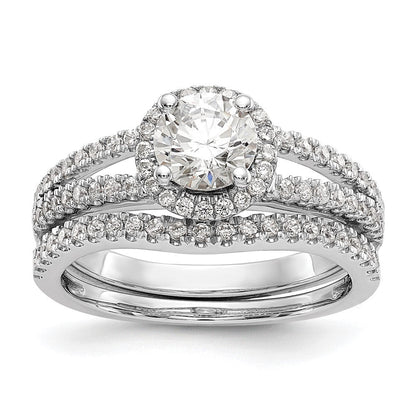 14K Weißgold Verlobungsring mit 0,33 ct. laborgezüchteten Diamanten VS/SI+ G+ und 0,75 ct. rundem Center-Semi-Mount