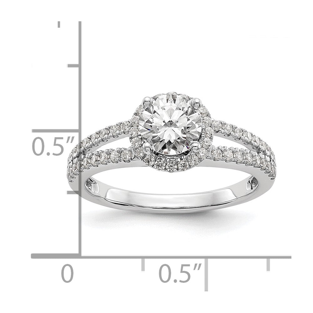 14K Weißgold Verlobungsring mit 0,33 ct. laborgezüchteten Diamanten VS/SI+ G+ und 0,75 ct. rundem Center-Semi-Mount