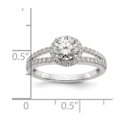 14K Weißgold Verlobungsring mit 0,33 ct. laborgezüchteten Diamanten VS/SI+ G+ und 0,75 ct. rundem Center-Semi-Mount