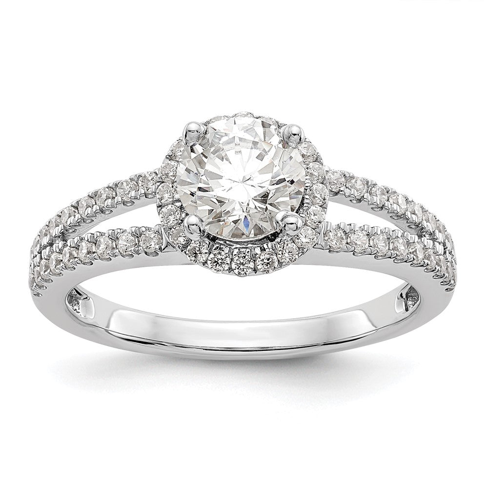 14K Weißgold Verlobungsring mit 0,33 ct. laborgezüchteten Diamanten VS/SI+ G+ und 0,75 ct. rundem Center-Semi-Mount