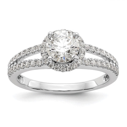 14K Weißgold Verlobungsring mit 0,33 ct. laborgezüchteten Diamanten VS/SI+ G+ und 0,75 ct. rundem Center-Semi-Mount