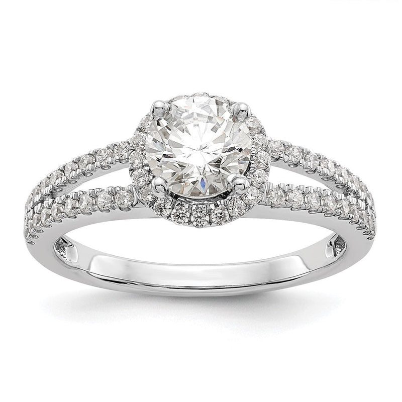 14K Weißgold Verlobungsring mit 0,33 ct. laborgezüchteten Diamanten VS/SI+ G+ und 0,75 ct. rundem Center-Semi-Mount