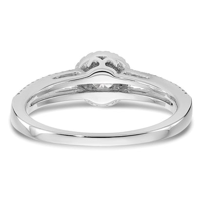 14K Weißgold Verlobungsring mit rundem simuliertem Diamanten und Halo