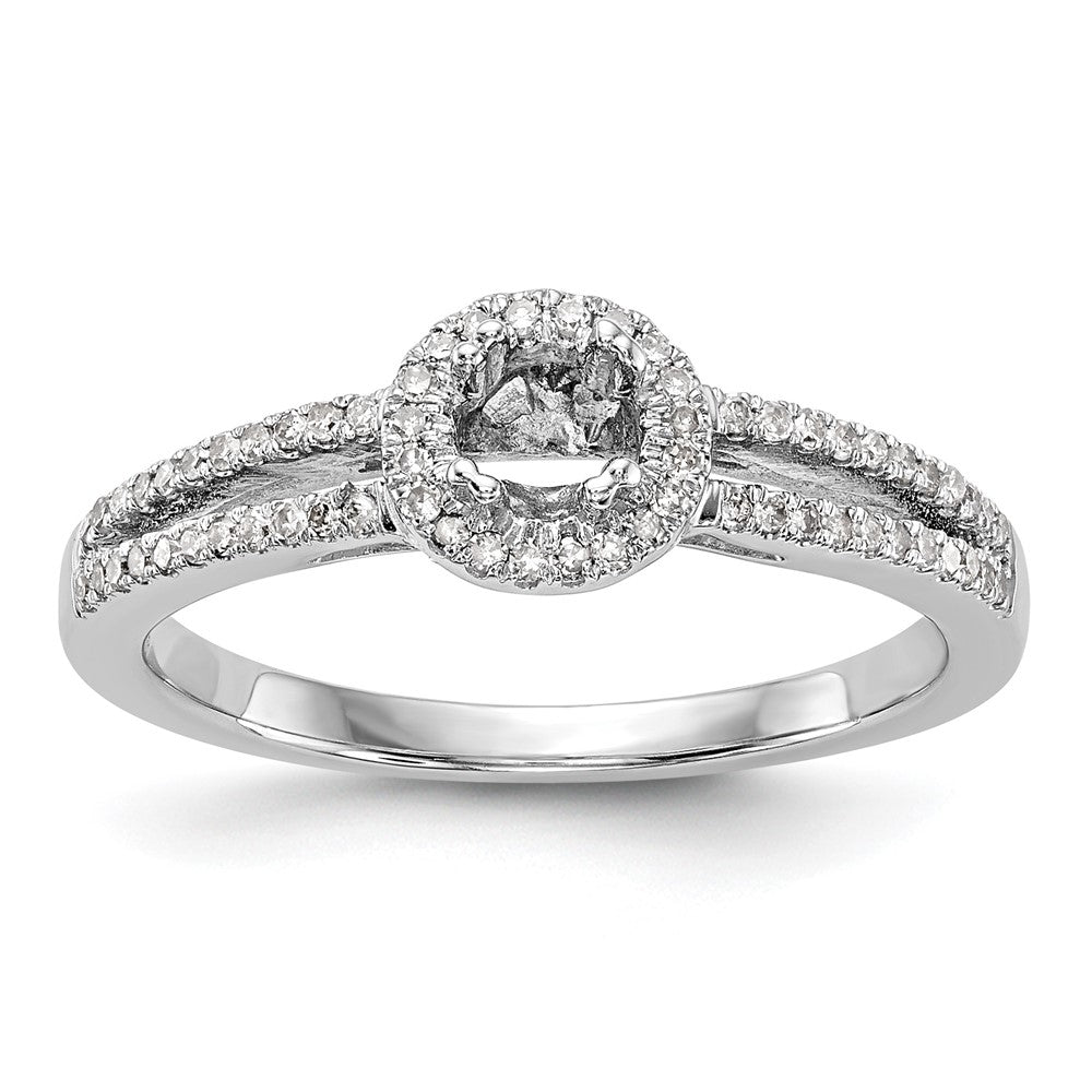 14K Weißgold Verlobungsring mit rundem simuliertem Diamanten und Halo